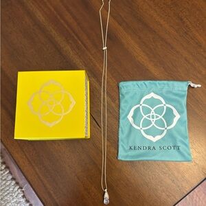 Kendra Scott Gold Teardrop Pendant Necklace with Clear Crystal